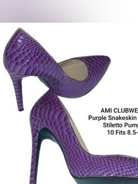 AMI CLUBWEAR Heels Purple Snakeskin Stilletto Pumps 10